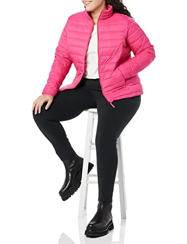 Amazon Essentials Women's Lightweight Long-Sleeve Water-Resistant Puffer Jacket (Available in Plus Size), Black, Medium