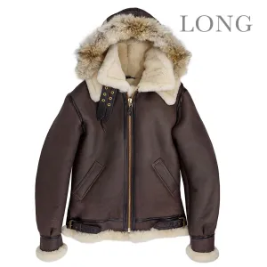 B-3 Hooded Sheepskin Bomber Jacket (Long) Z203615L