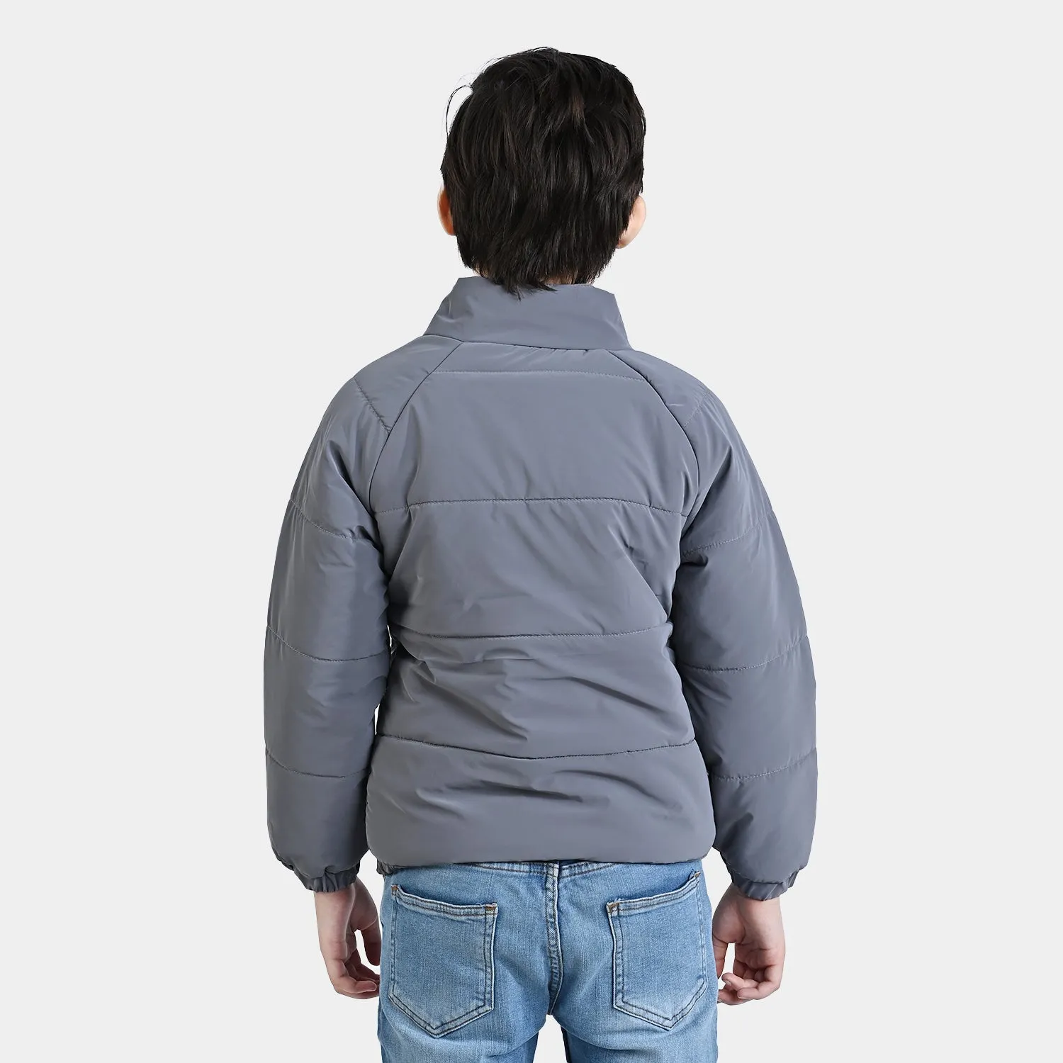 Boys Mix taffeta Quilted Jacket Character-GRAY