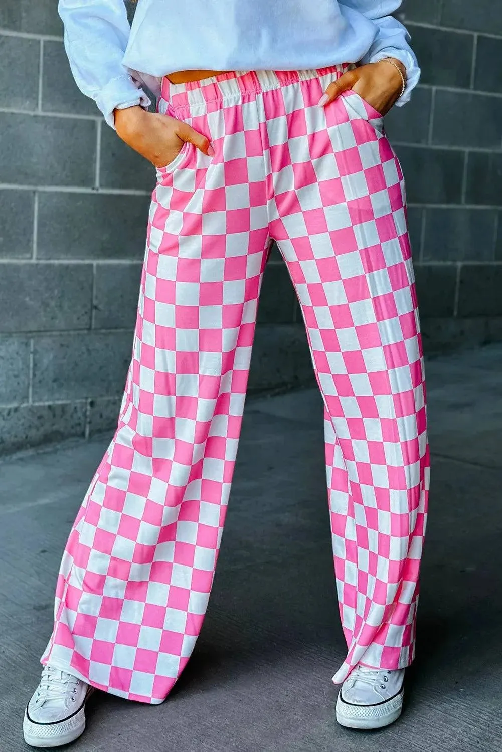 Checkered Wide Leg Pants