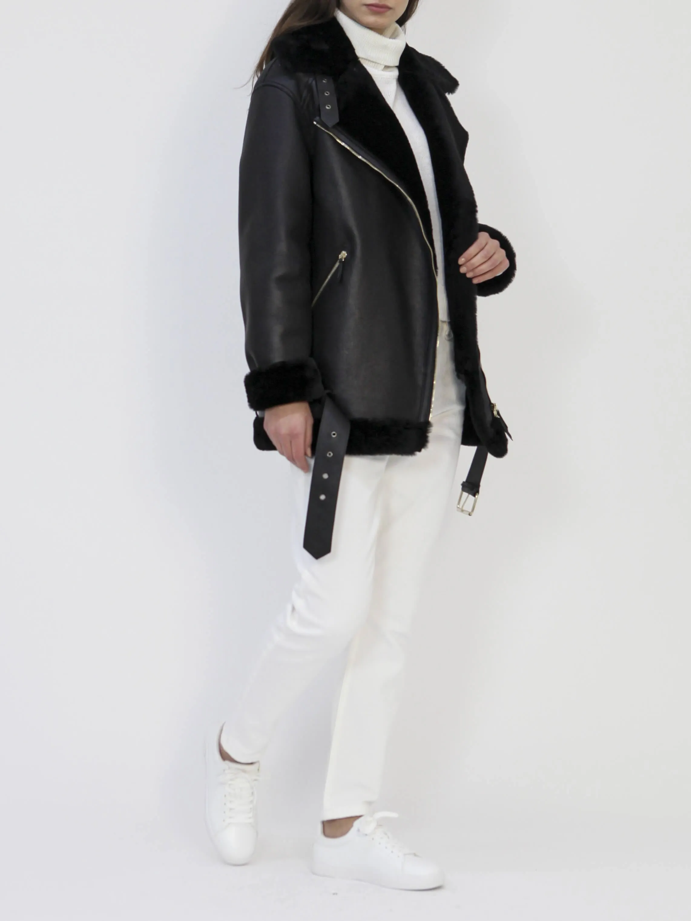 Christie Aviator Italian Merino Shearling Sheepskin Jacket