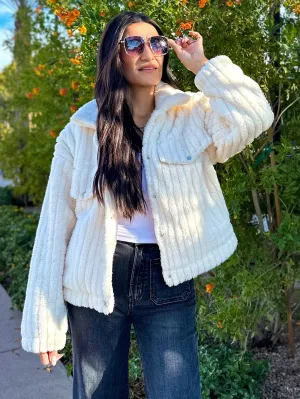 Cozy Ivory Teddy Button Down Jacket