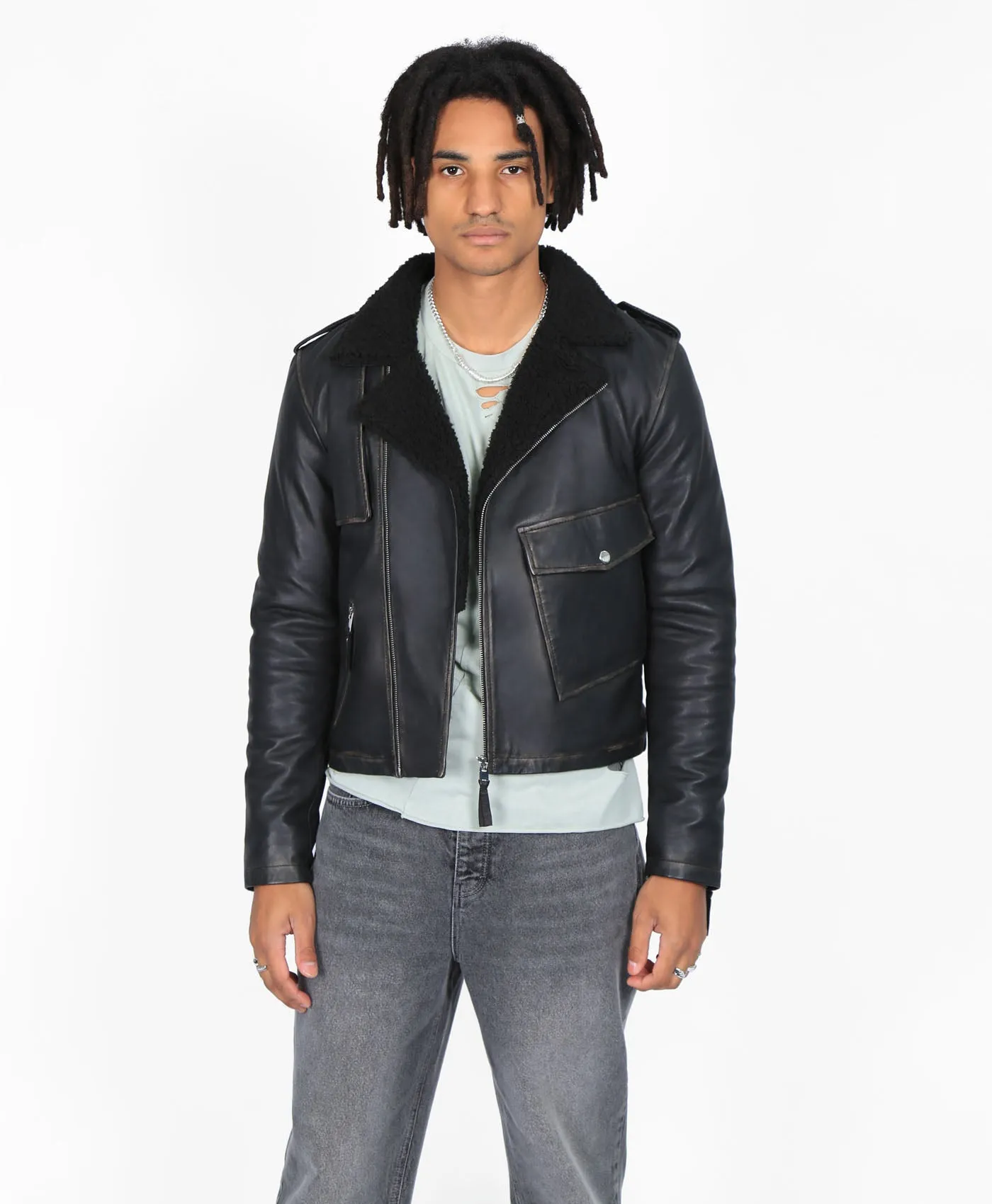 Cropped Mac Leather Biker