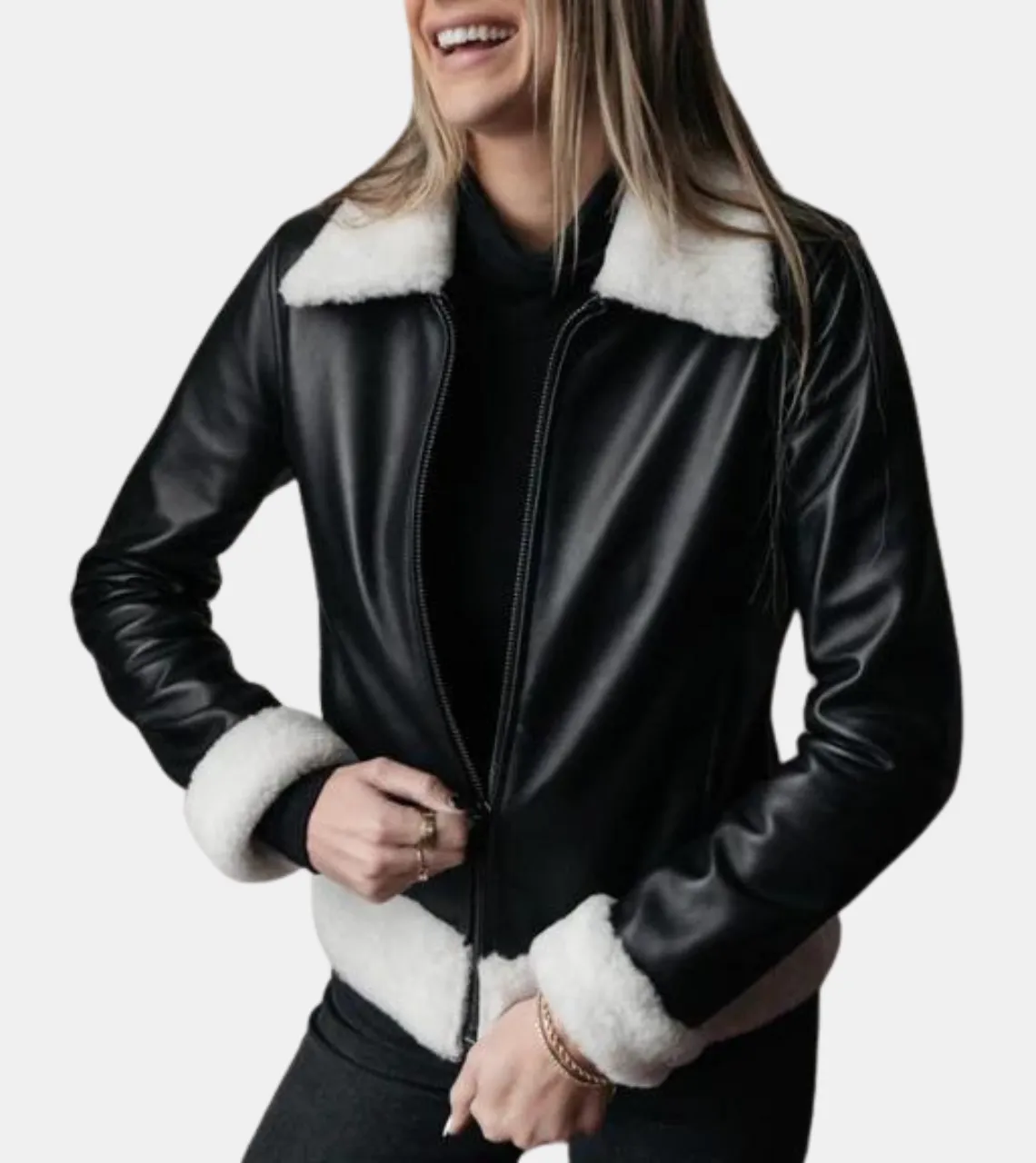 Diara Women's Black Shearling Leather Jacket