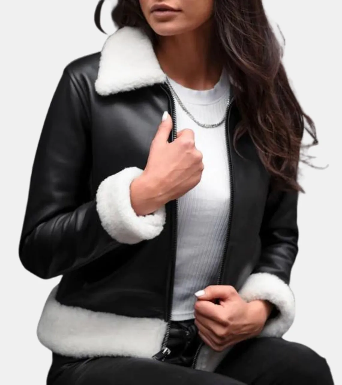 Diara Women's Black Shearling Leather Jacket