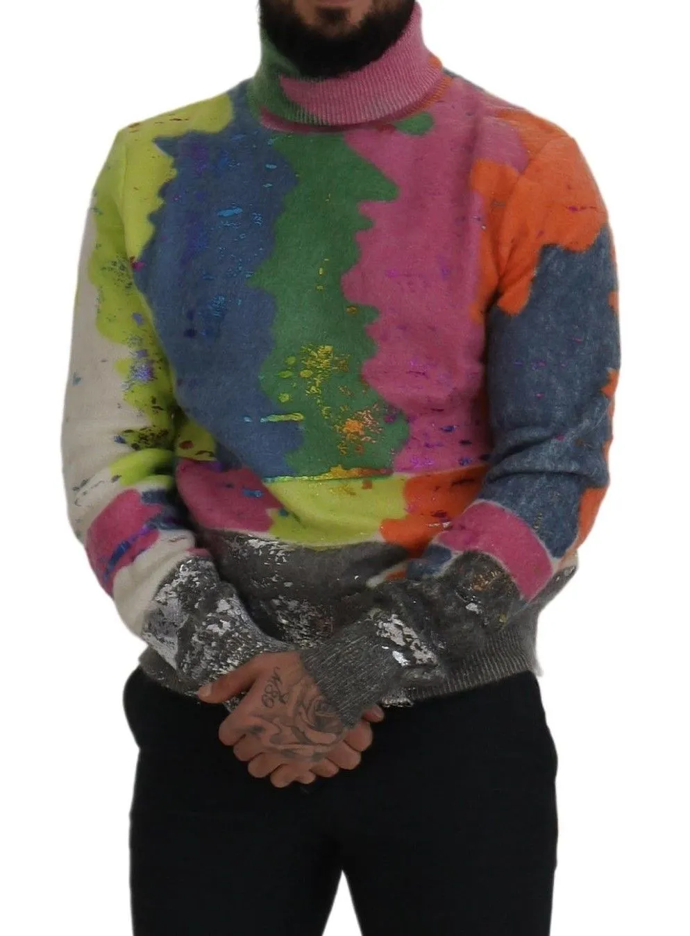 Dolce & Gabbana Multicolor Turtleneck TV Motive Sweater