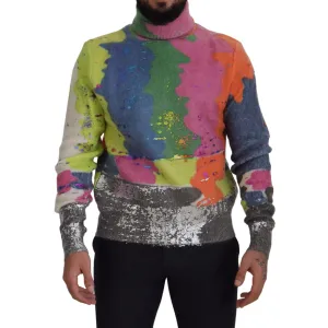 Dolce & Gabbana Multicolor Turtleneck TV Motive Sweater