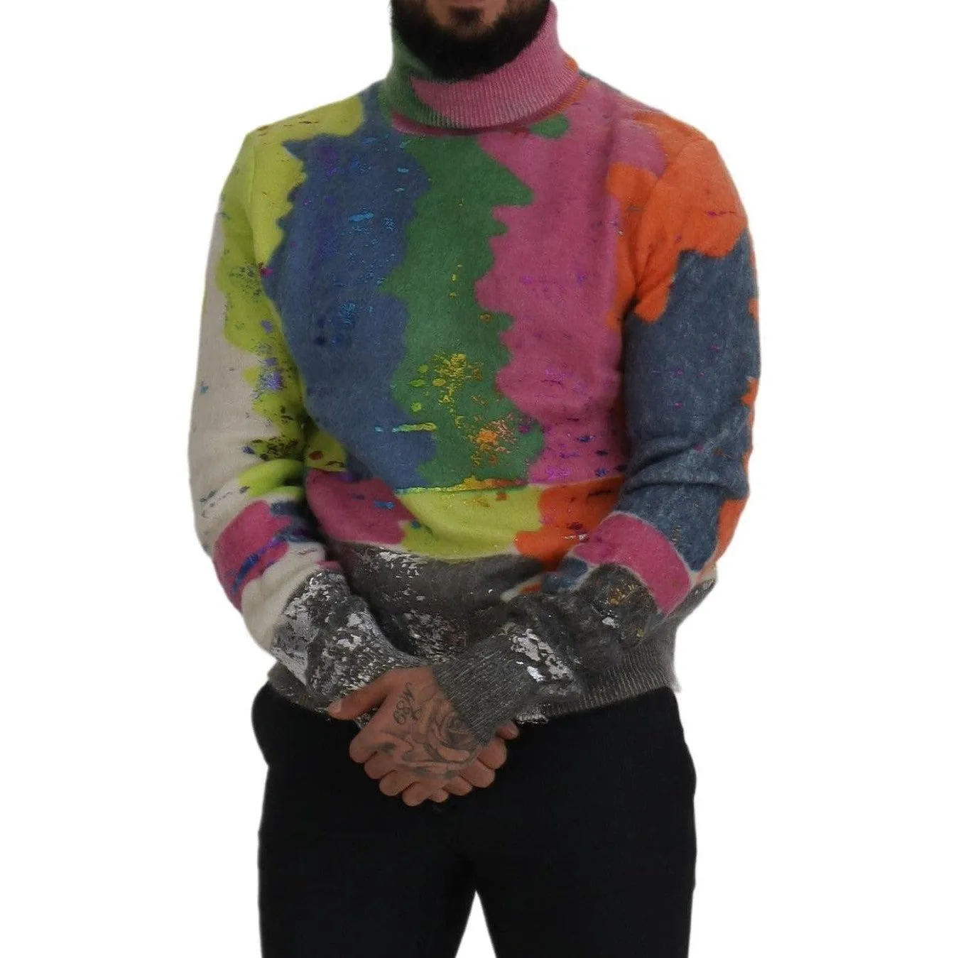 Dolce & Gabbana Multicolor Turtleneck TV Motive Sweater