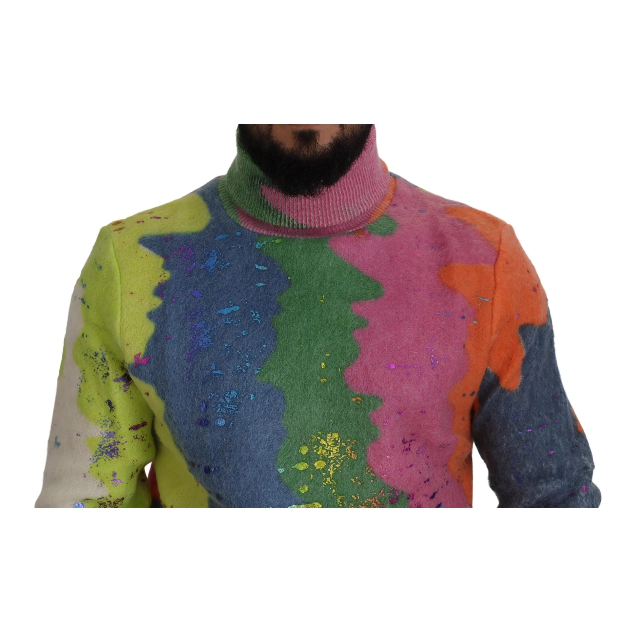 Dolce & Gabbana Multicolor Turtleneck TV Motive Sweater