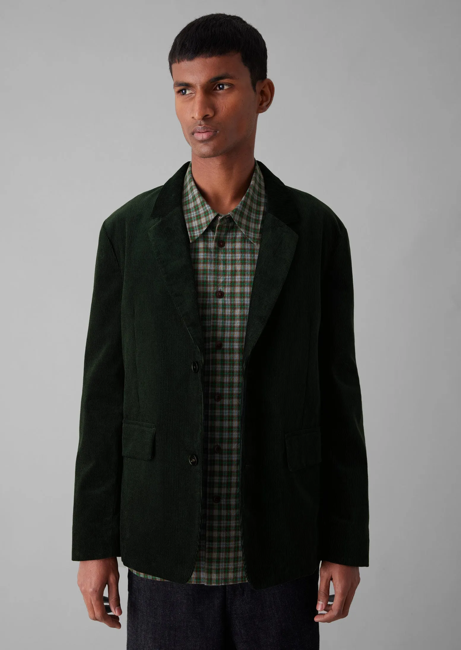 Easy Tailored Organic Cord Jacket | Mineral Green