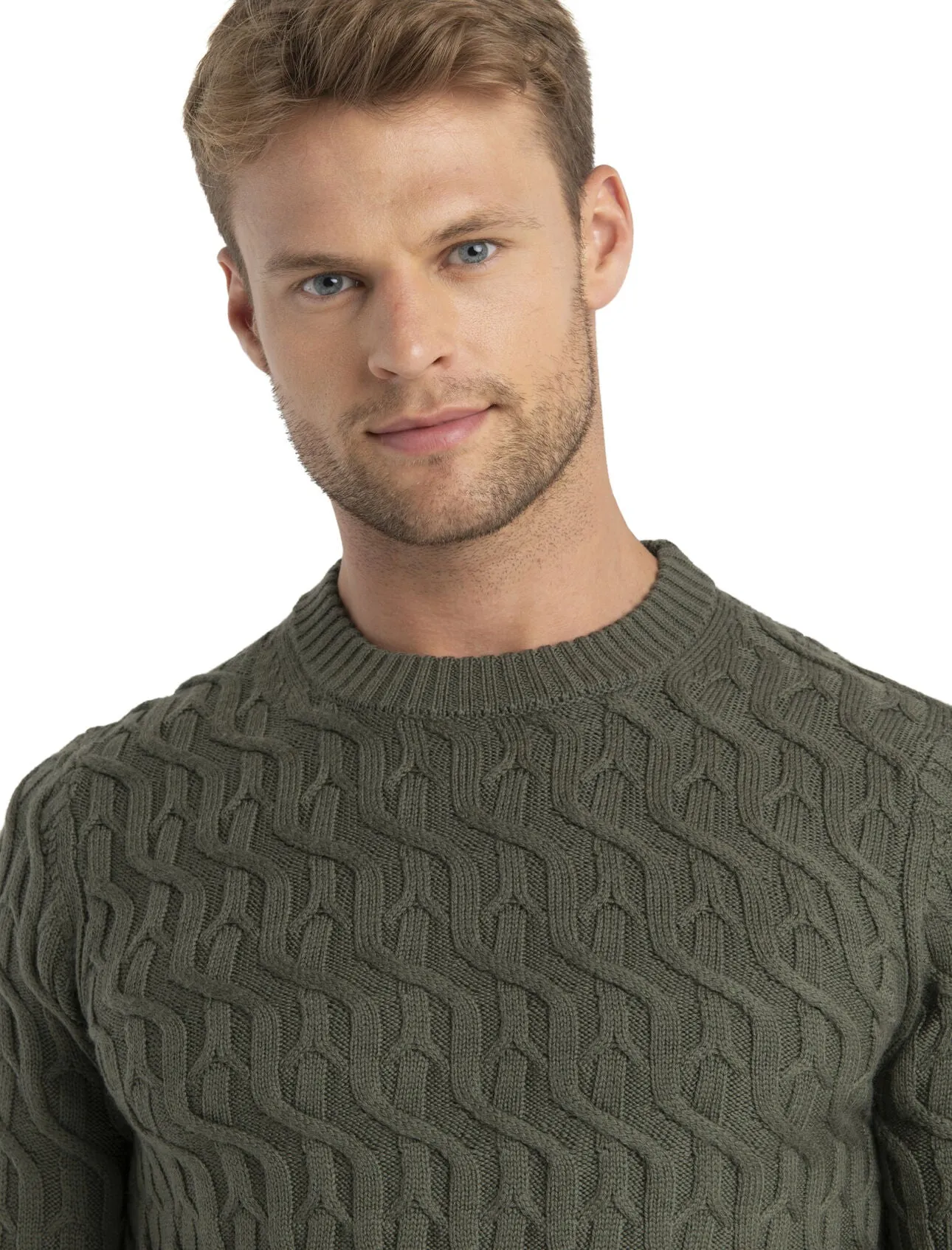 Icebreaker Merino Cable Knit Crewe Sweater (Men's) Loden