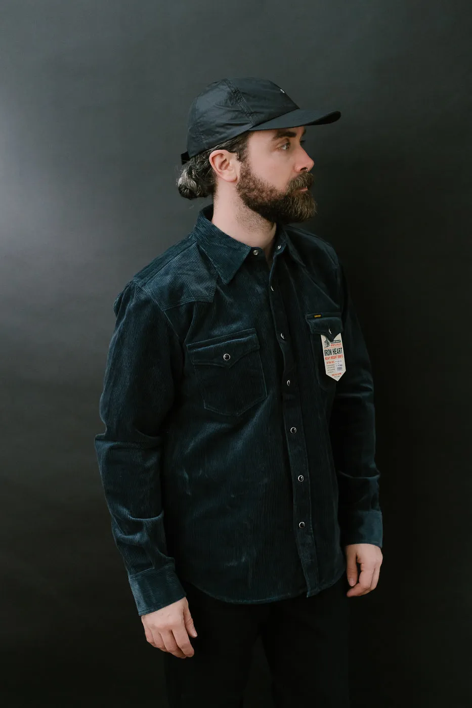 IHSH-398-NAV - 11oz Corduroy Western Shirt - Navy