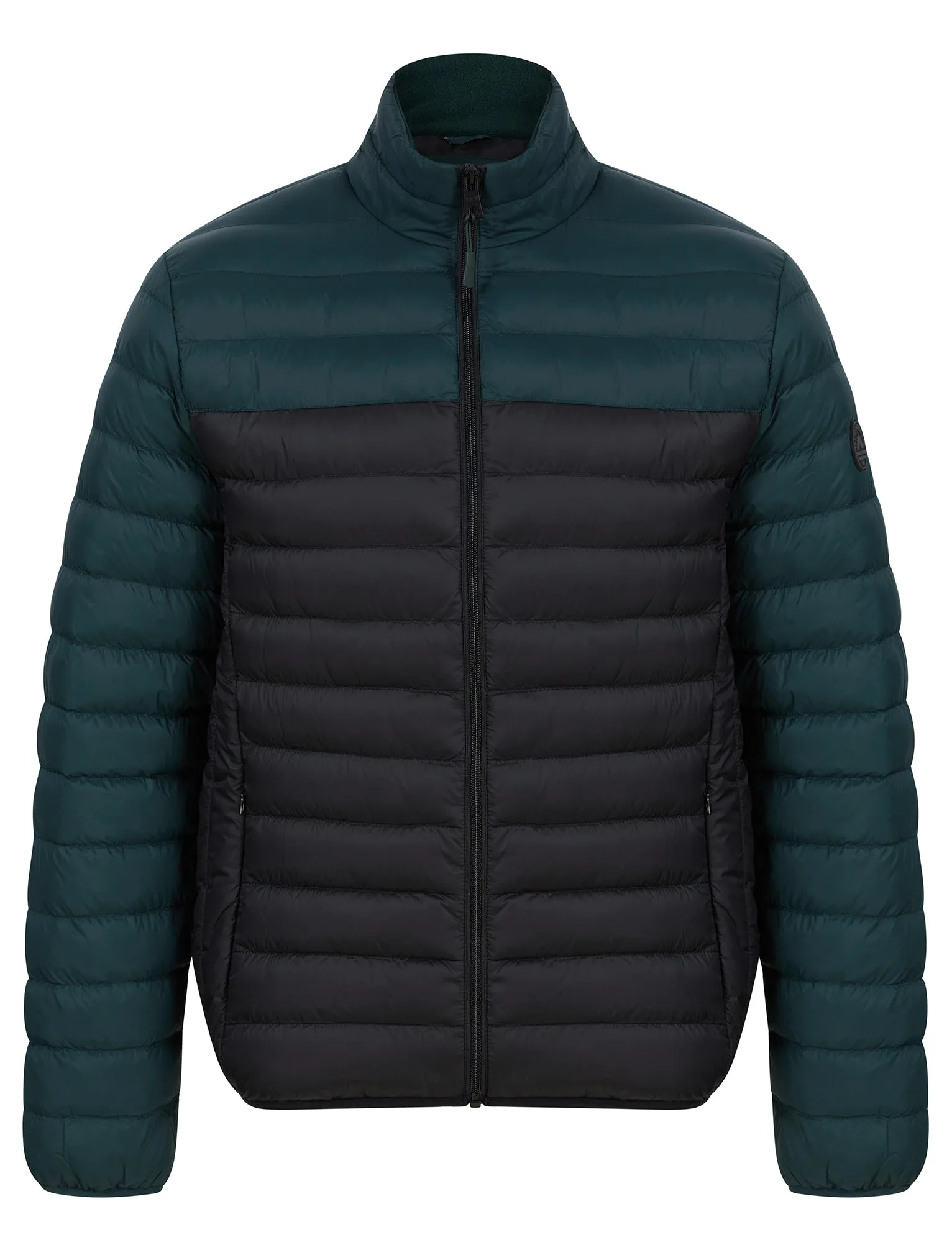 Inali Colour Block Funnel Neck Quilted Puffer Jacket with Fleece Lined Collar in Green Gables - Tokyo Laundry