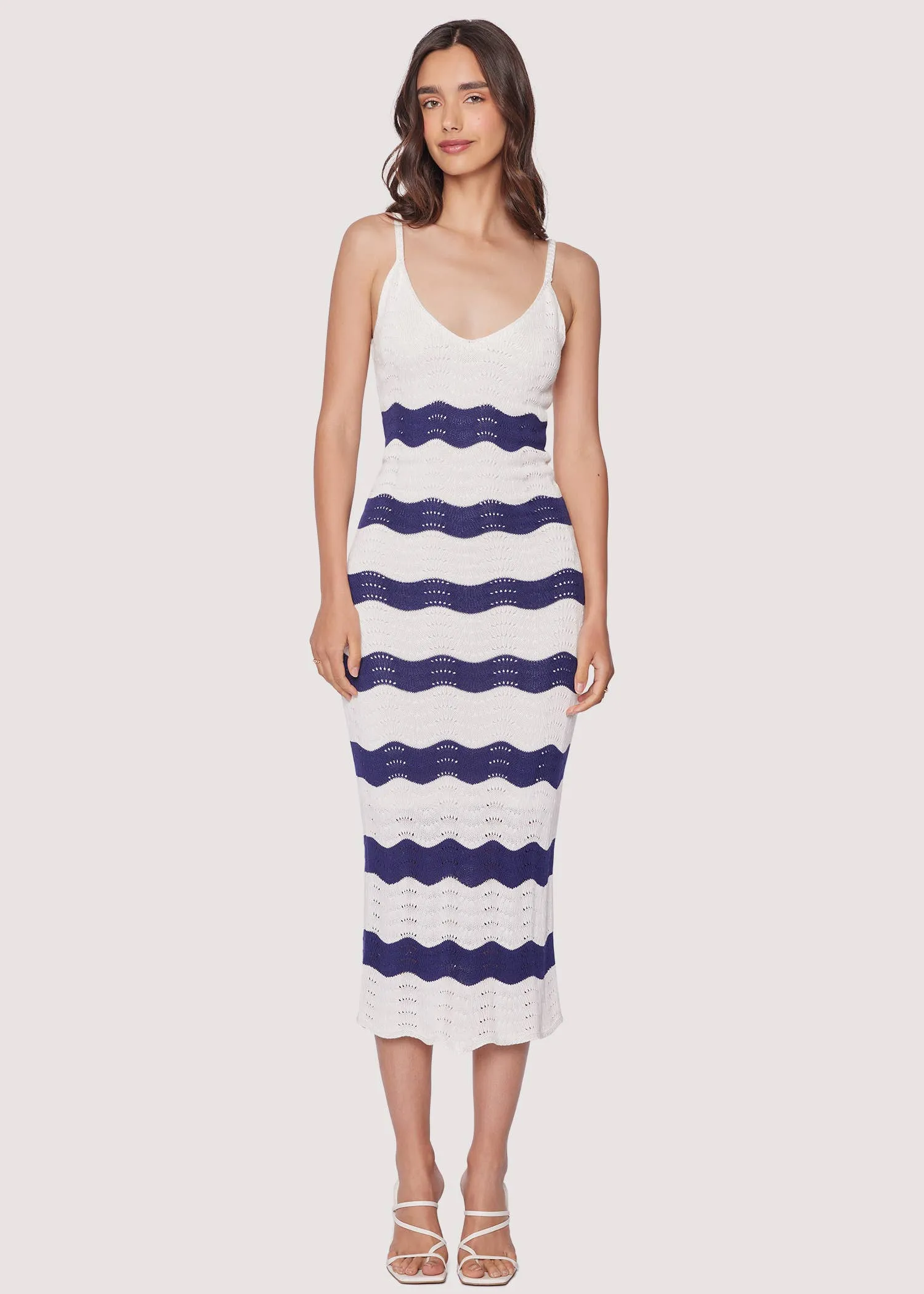 Kairi Midi Dress: Cream-Navy