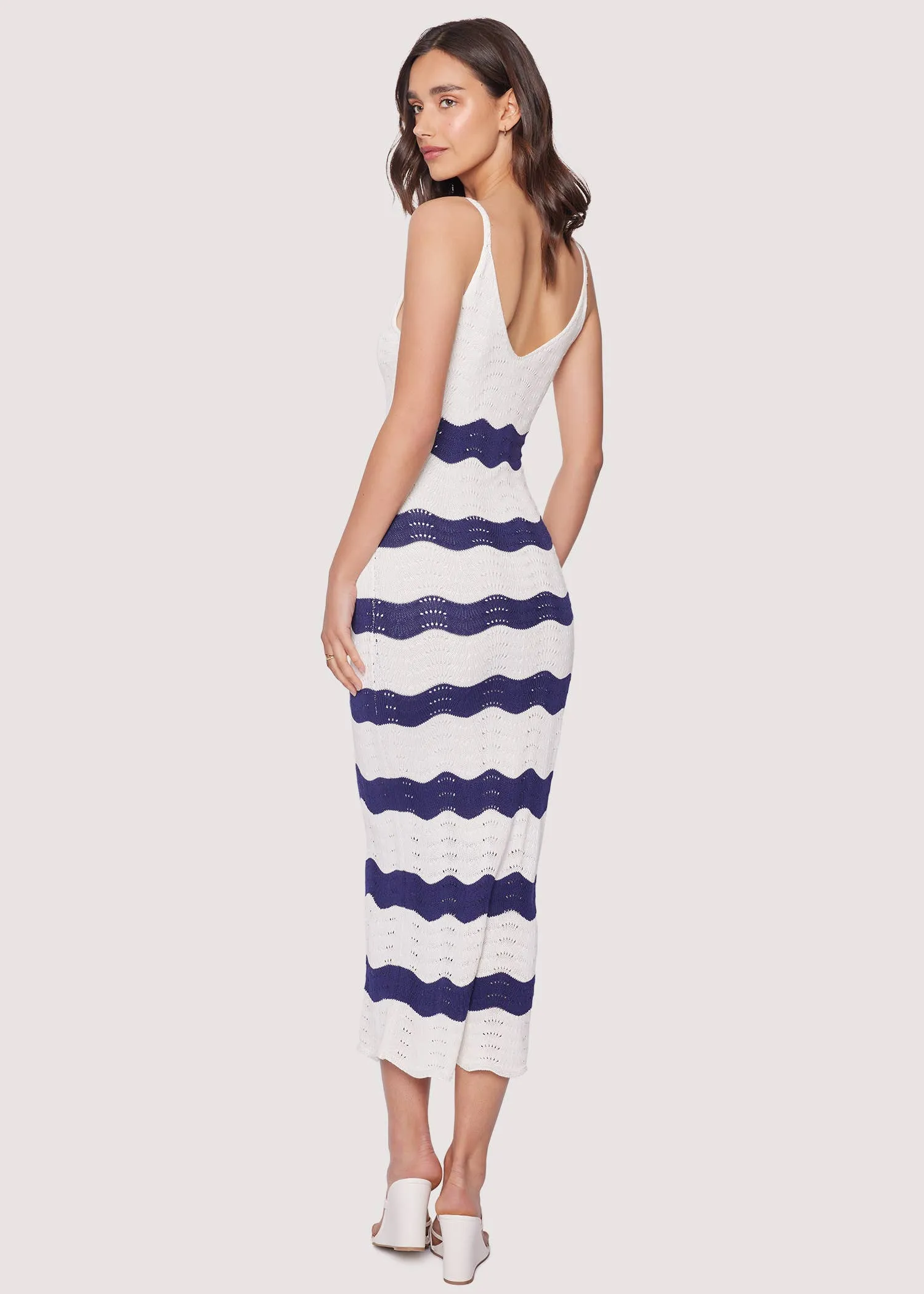 Kairi Midi Dress: Cream-Navy