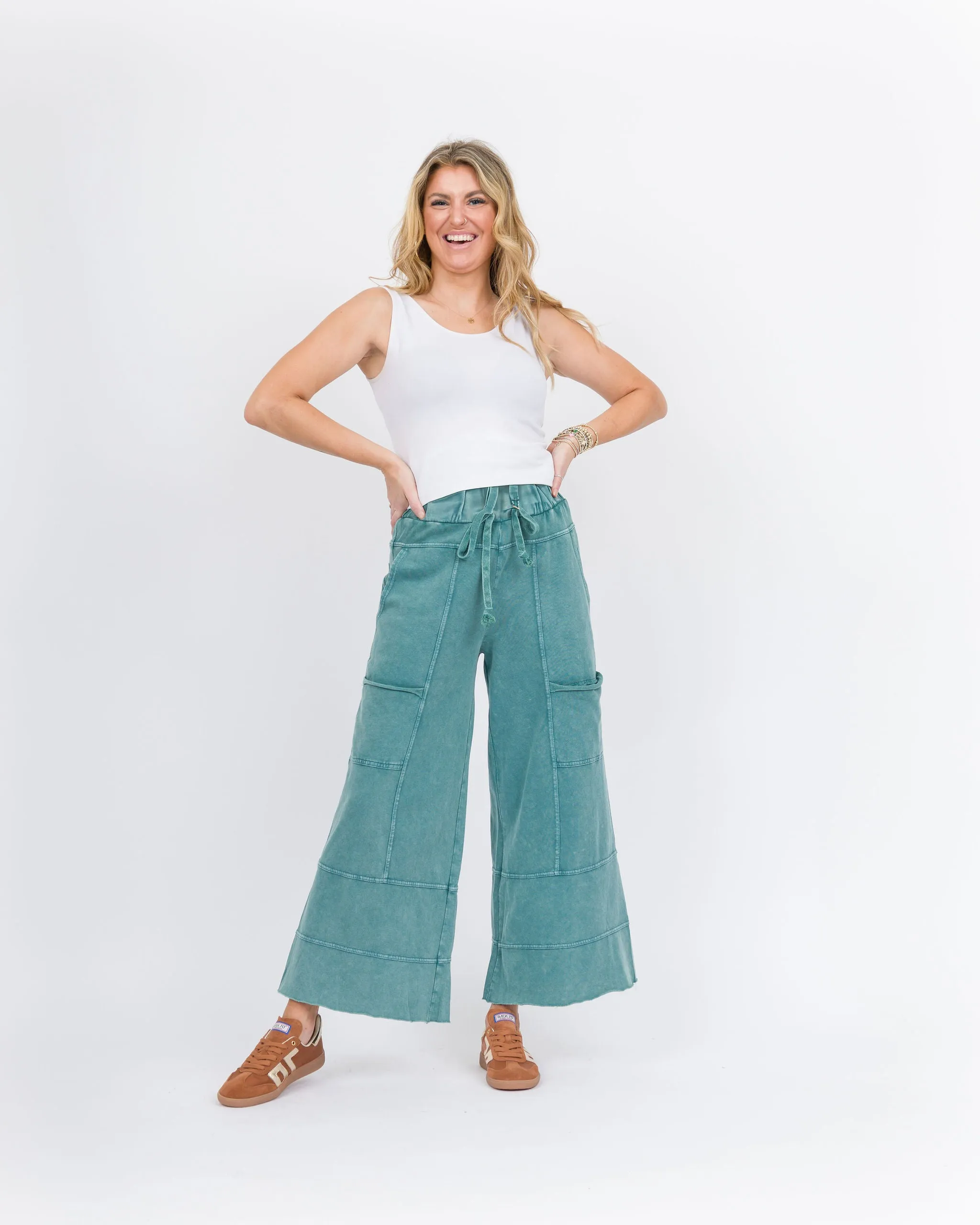 Kate Wide Leg Pant Teal Green