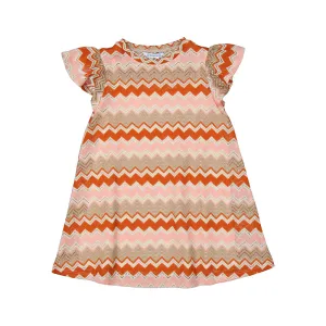 Knitted Chevron Dress- Salmon