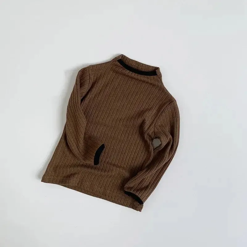 Long-Sleeved Solid Turtleneck Top