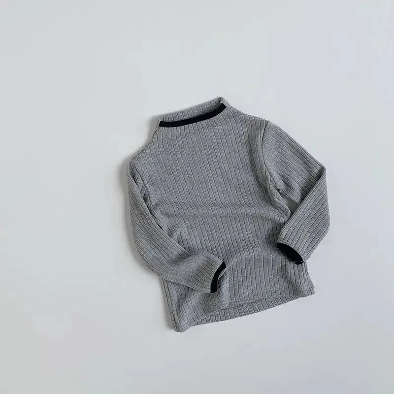 Long-Sleeved Solid Turtleneck Top