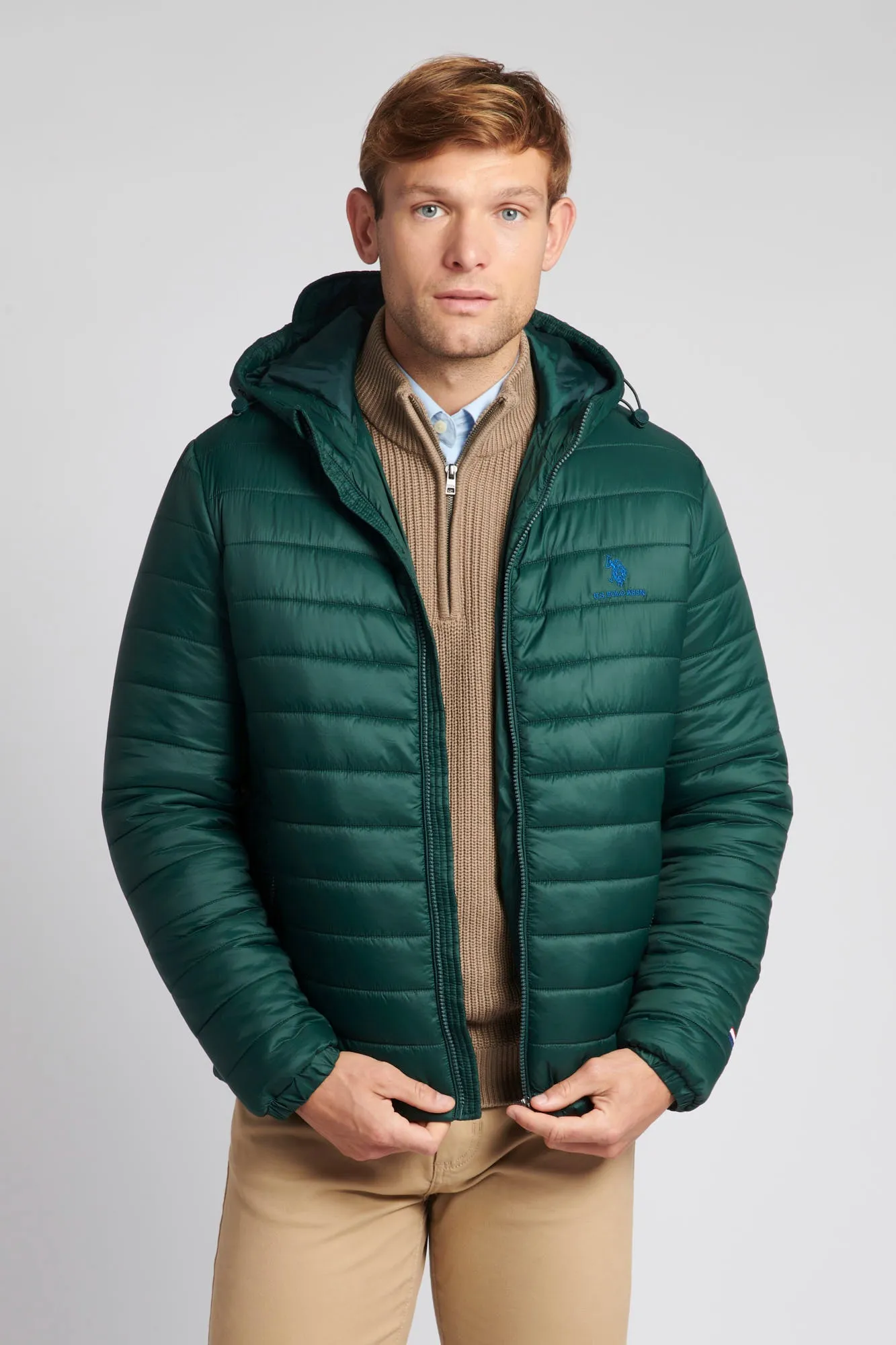 Mens Hooded Quilted Coat in Ponderosa Pine