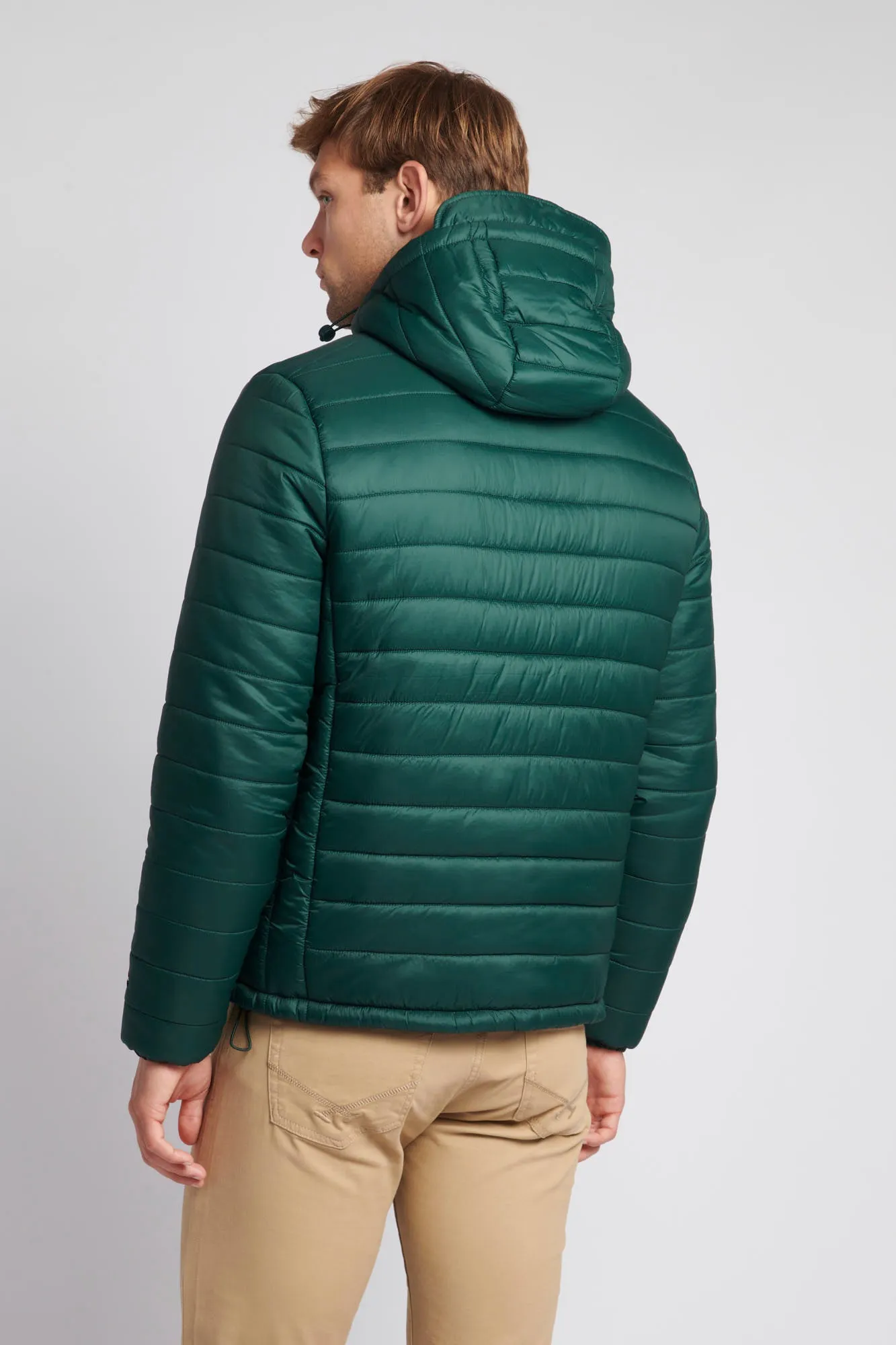 Mens Hooded Quilted Coat in Ponderosa Pine