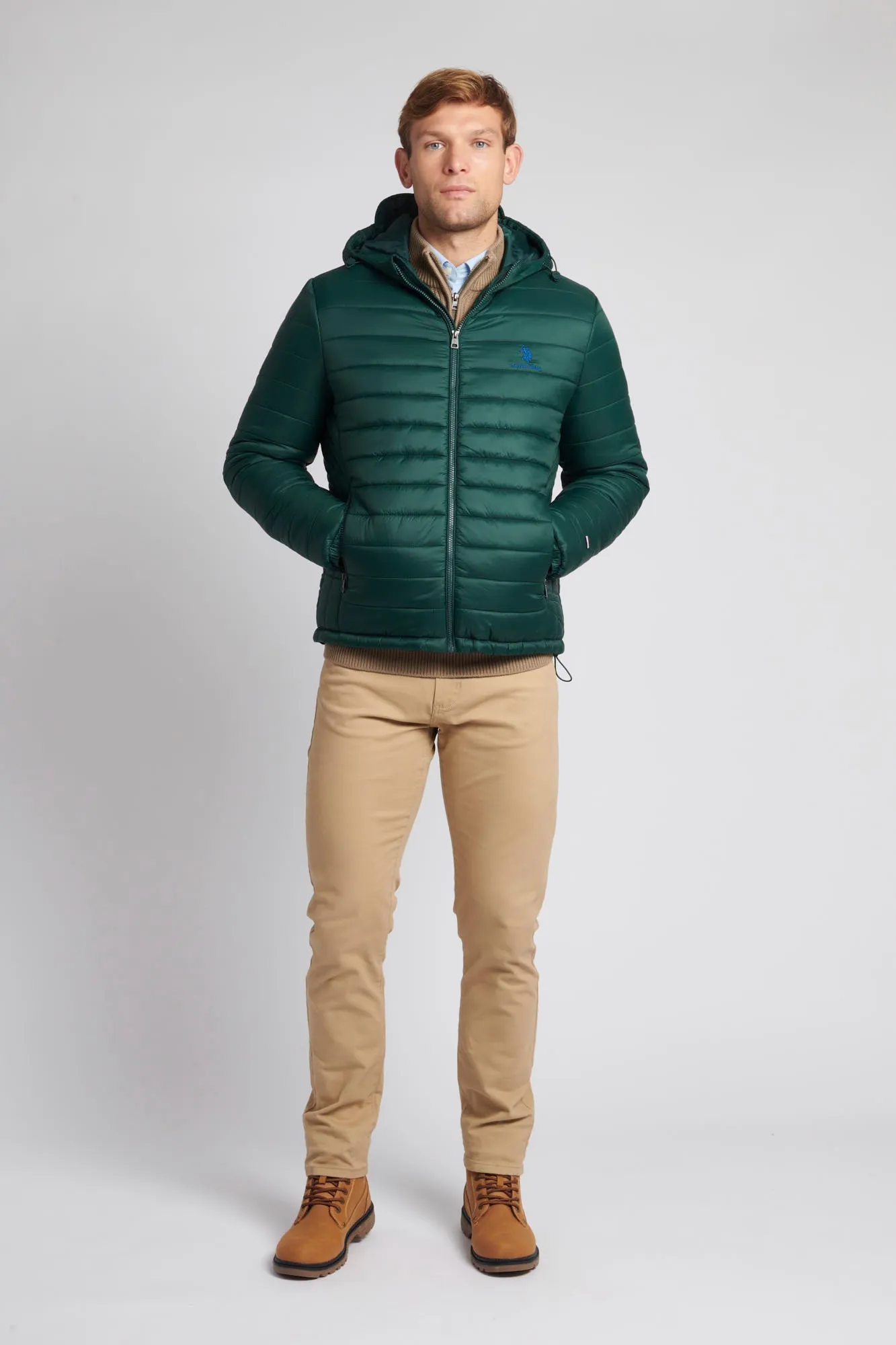 Mens Hooded Quilted Coat in Ponderosa Pine