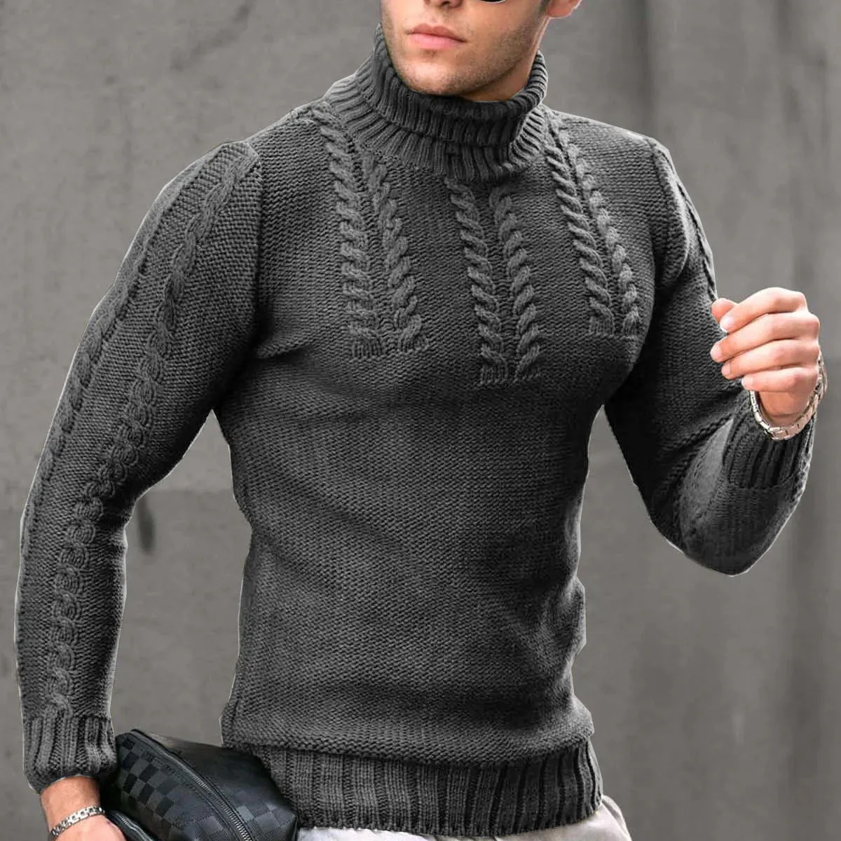 Men's Turtleneck Twisted Long-sleeved Sweater