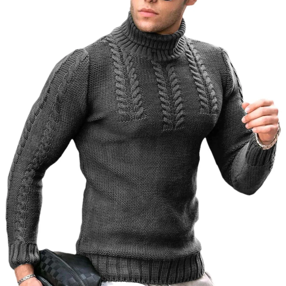 Men's Turtleneck Twisted Long-sleeved Sweater