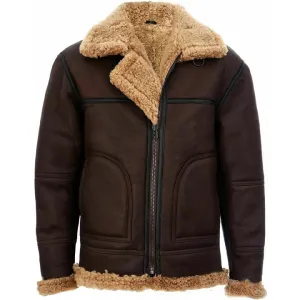 Men's Vintage Brown B3 Aviator Shearling Sheepskin Flying Jacket