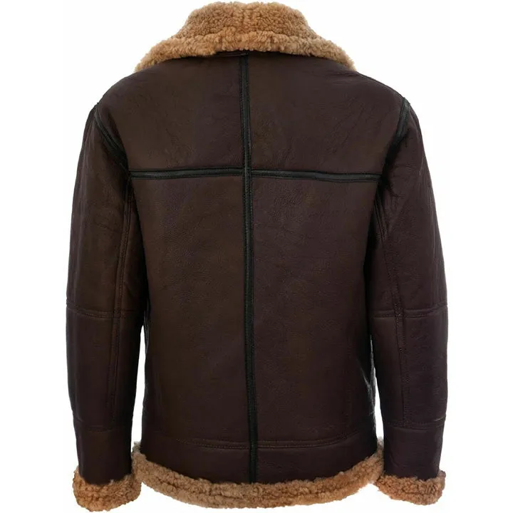 Men's Vintage Brown B3 Aviator Shearling Sheepskin Flying Jacket