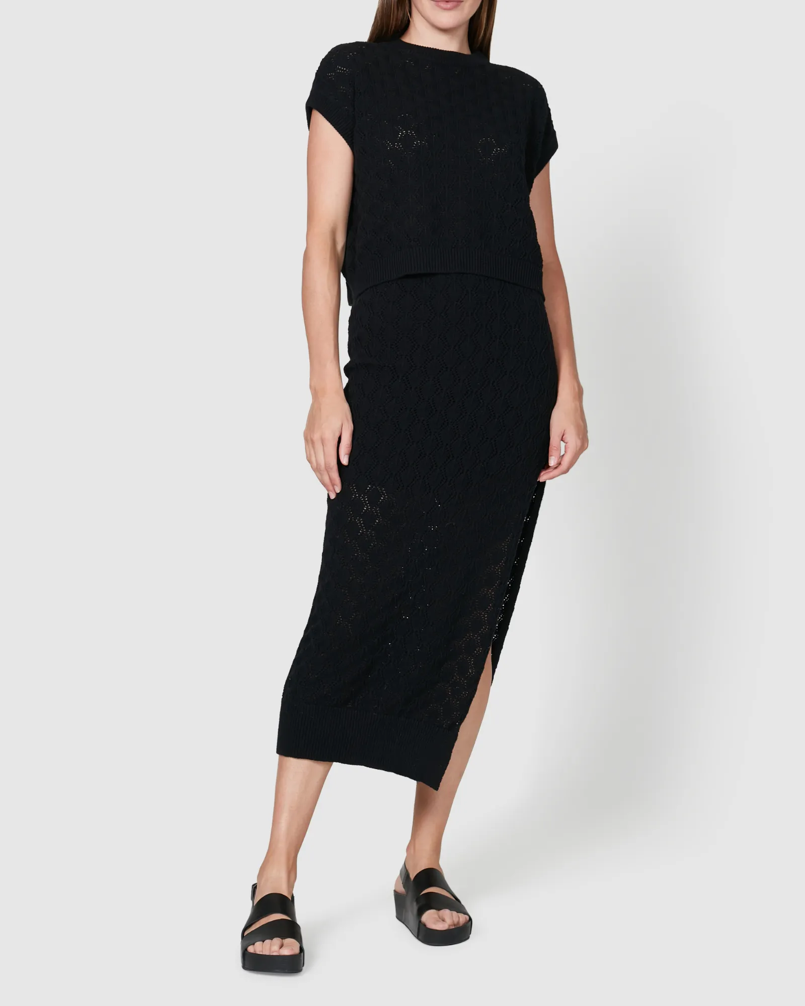 Palms Knit Skirt - Black