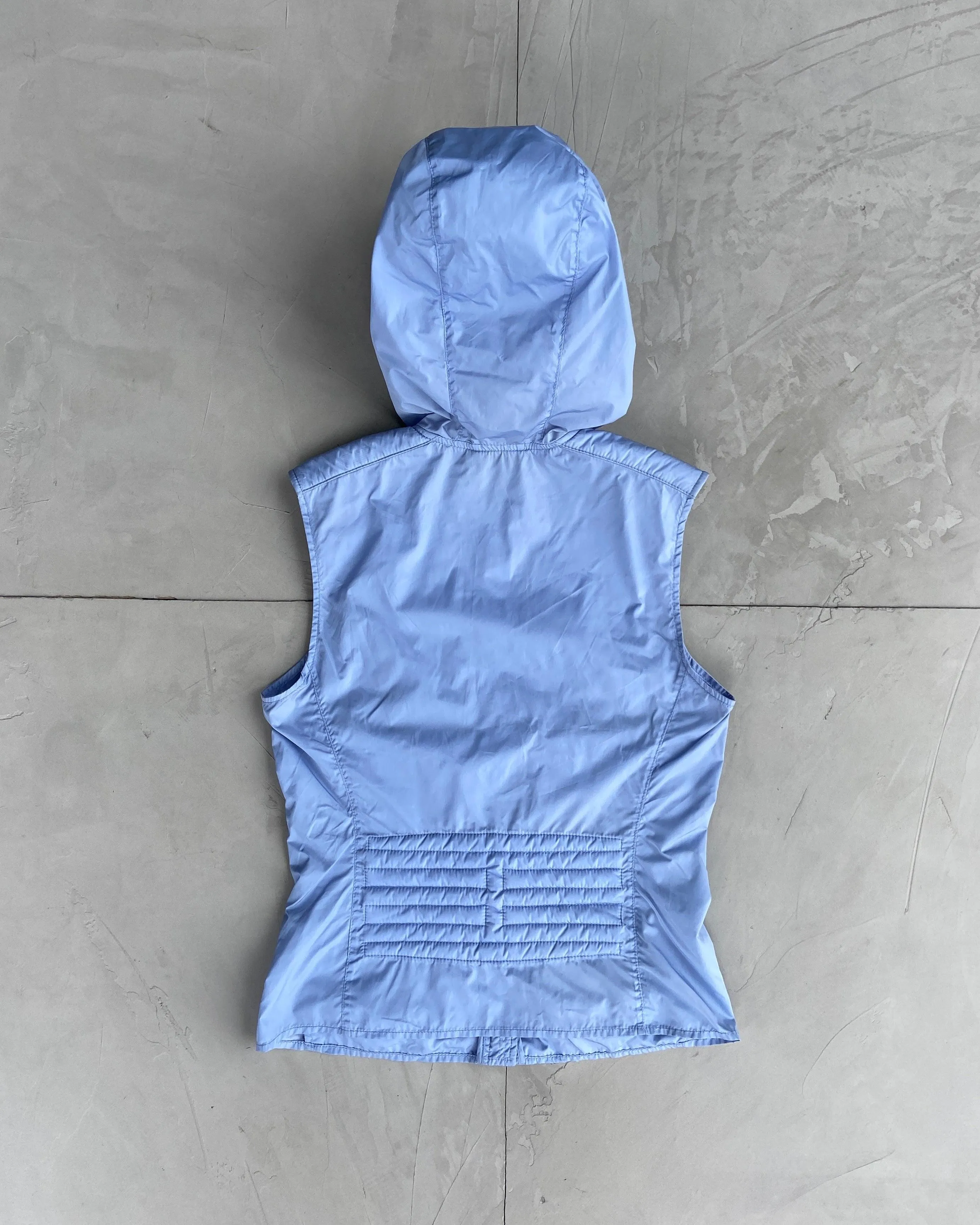 PRADA SS1999 BABY BLUE NYLON HOODED TOP - S/M