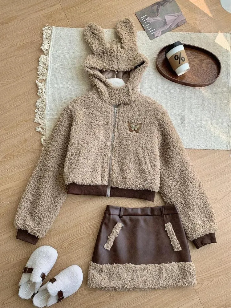 Rabbit Hood Teddy Two Piece Set