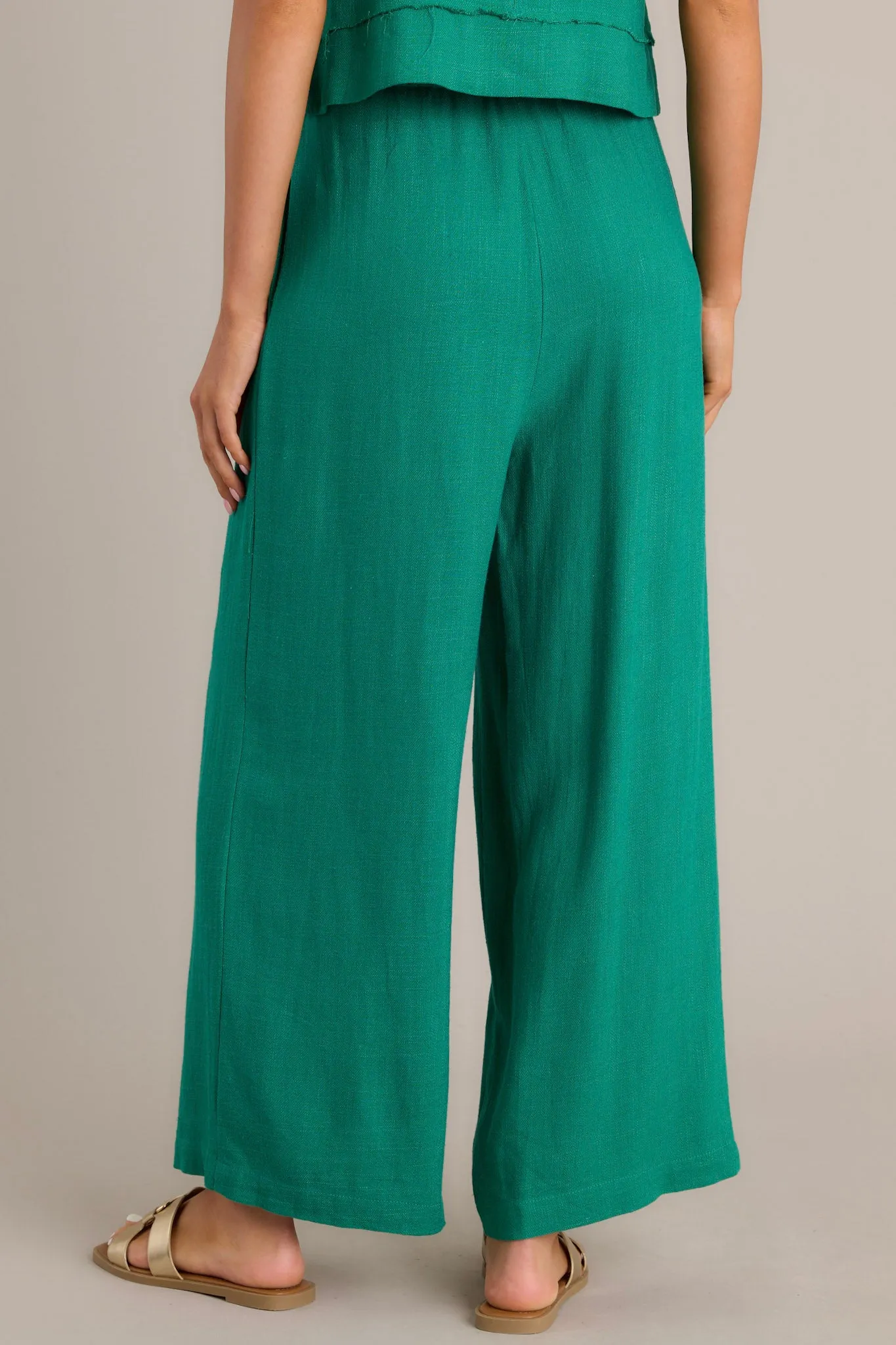 Sandy Shoreline Green Wide Leg Pants