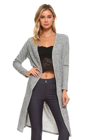 Shimmer Lurex Open-Front Ribbed Cardigan