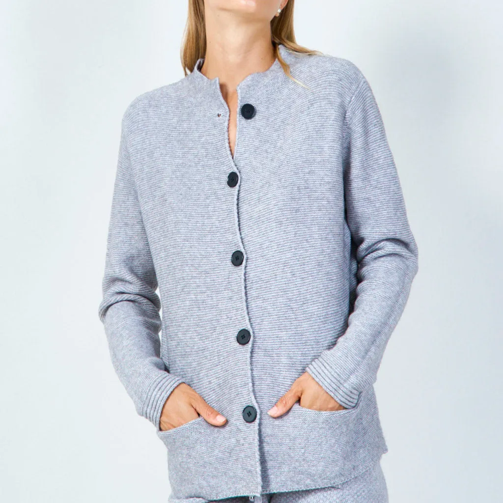 Stylish button-up cardigan with high neck wholesale