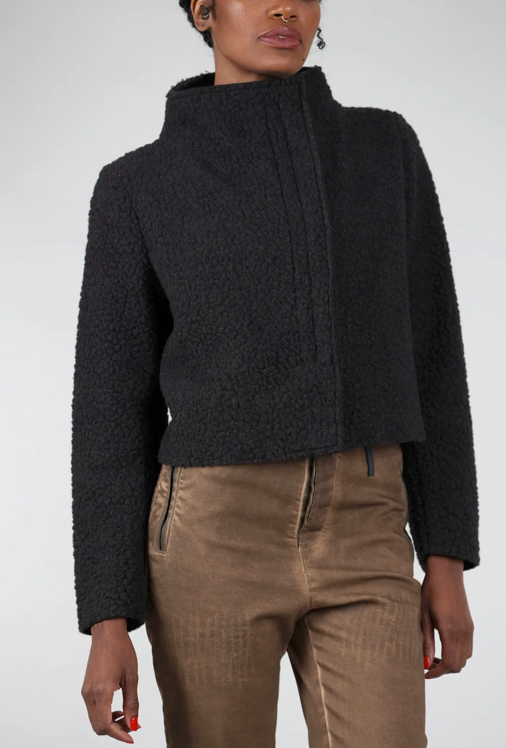 Teddy Moto Crop Jacket, Anthracite