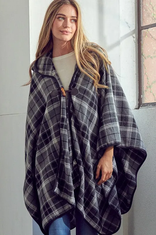 Toggle Close Plaid Poncho