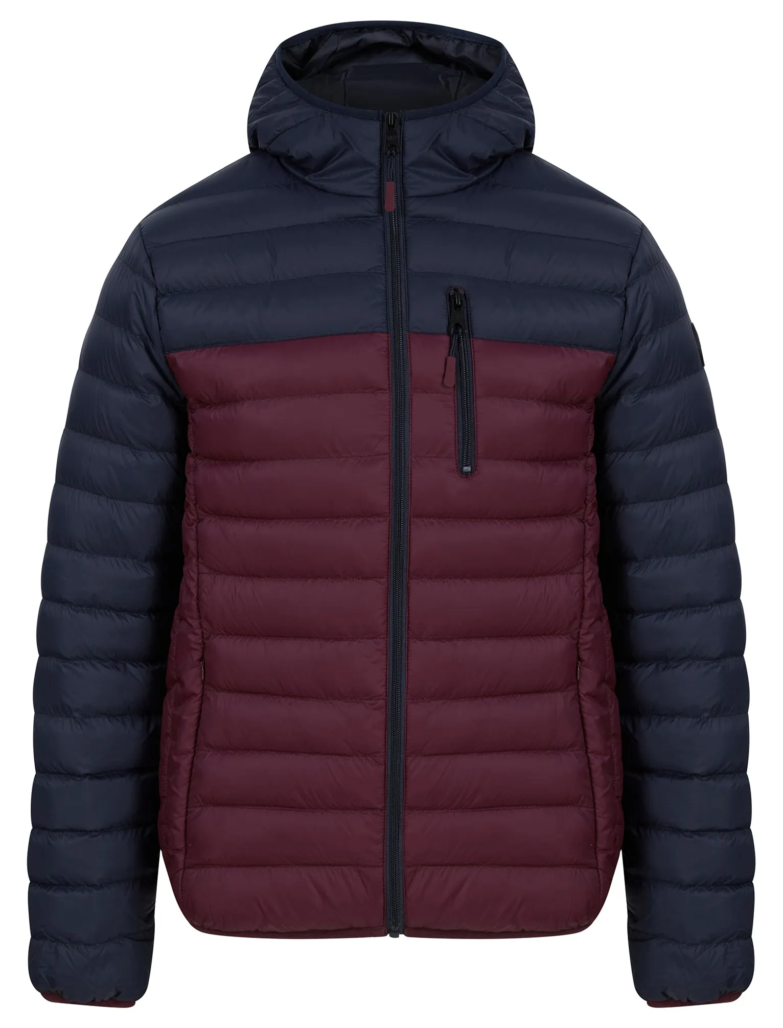 Virgo Colour Block Quilted Puffer Jacket with Hood in Tawny Port - Tokyo Laundry