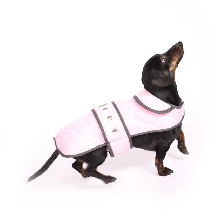 Walksters Dachshund Premium Quilted Coat in Pink