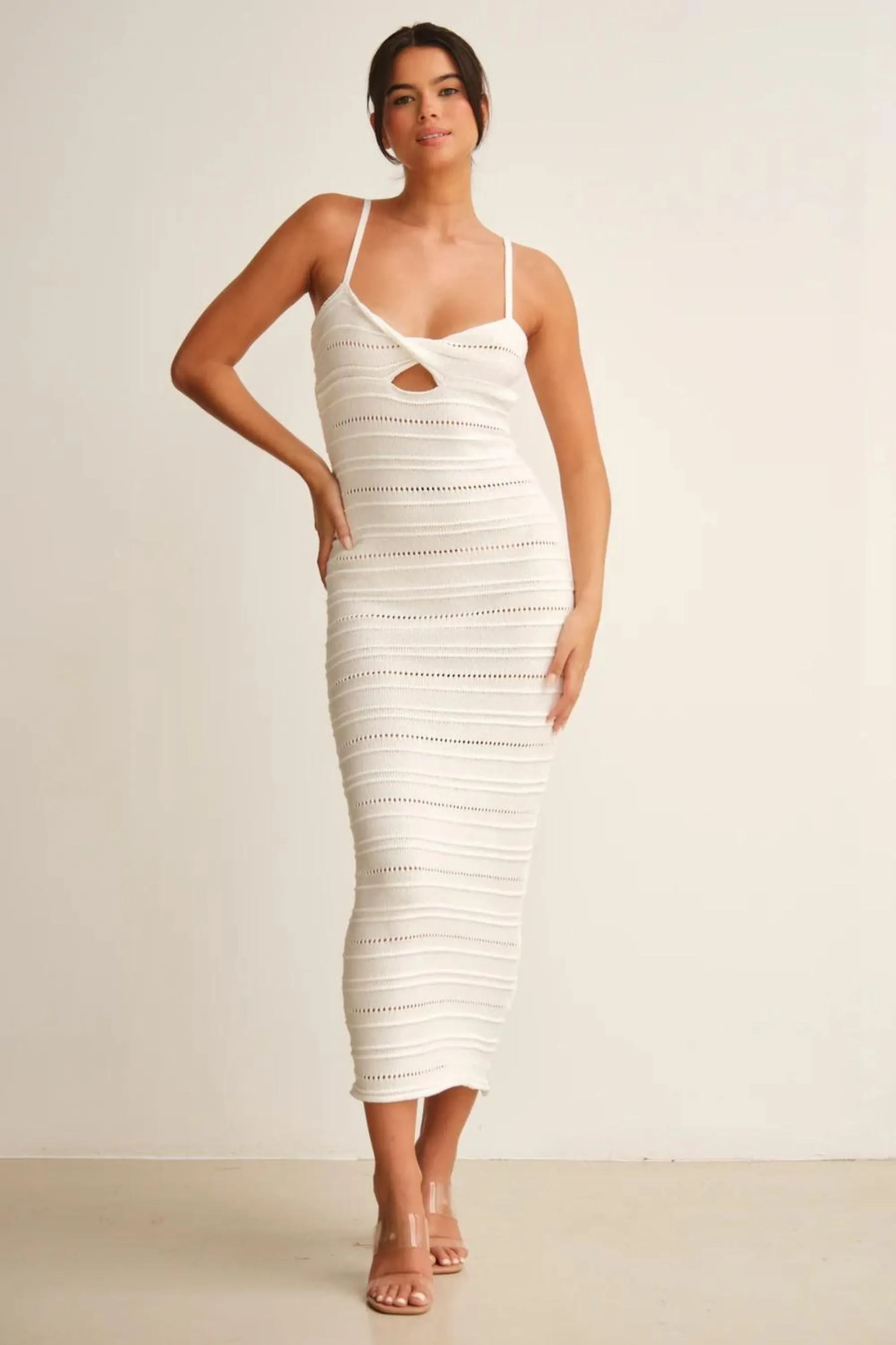 White Breeze Knitted Long Dress