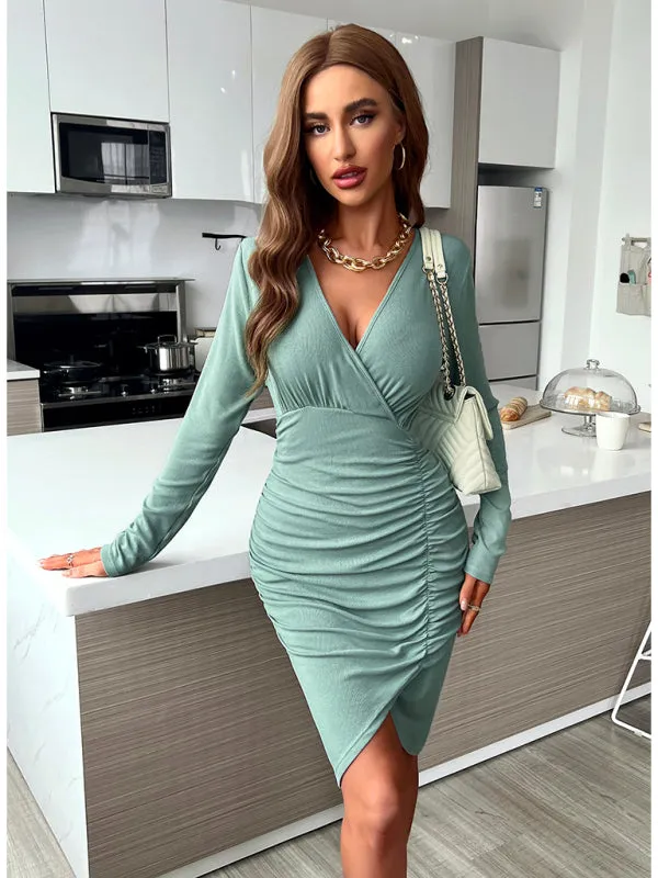 Women's fashionable casual sexy versatile knitted dress