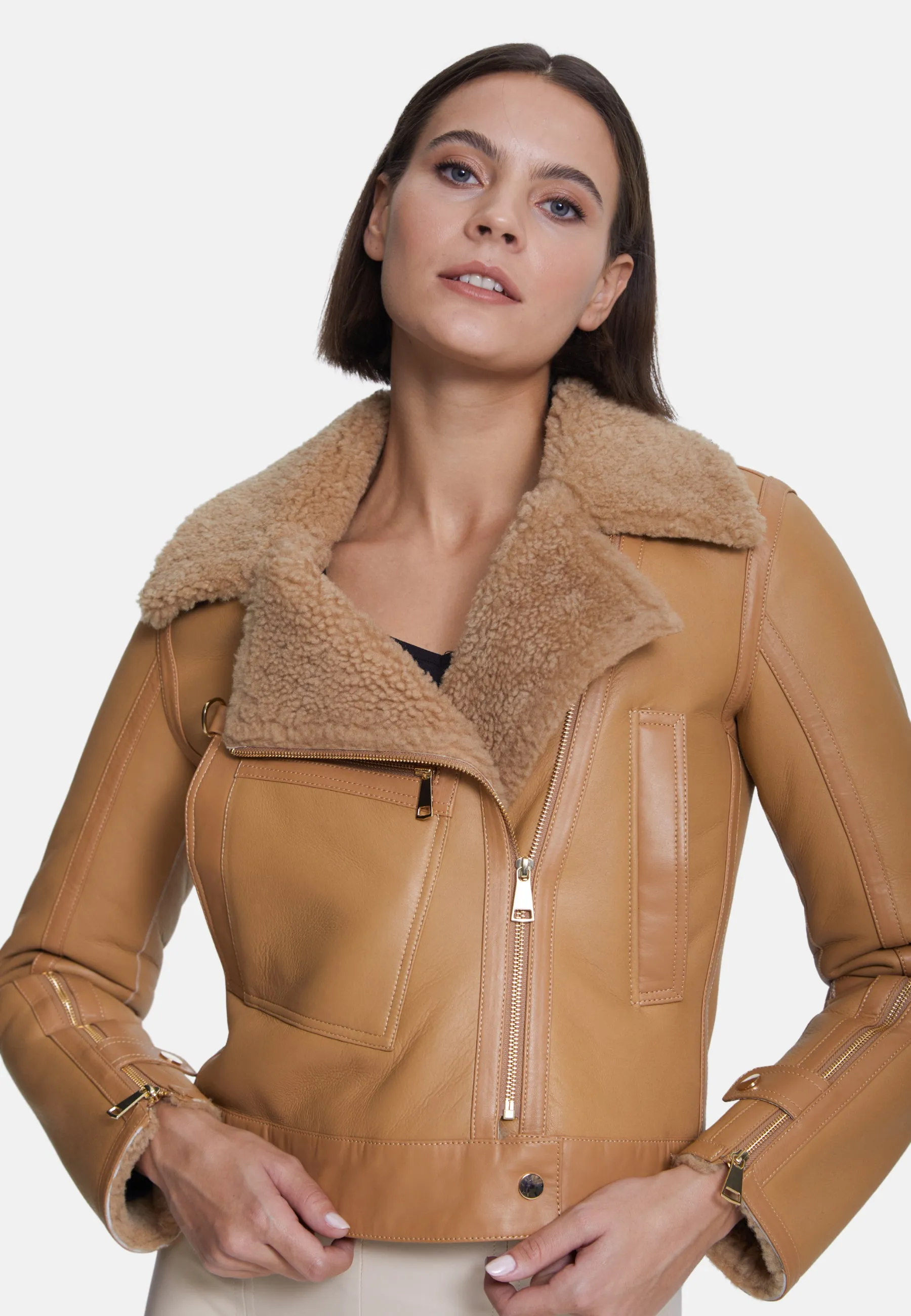 Women's Shearling Jacket, Silky Mink With Mink Curly Wool