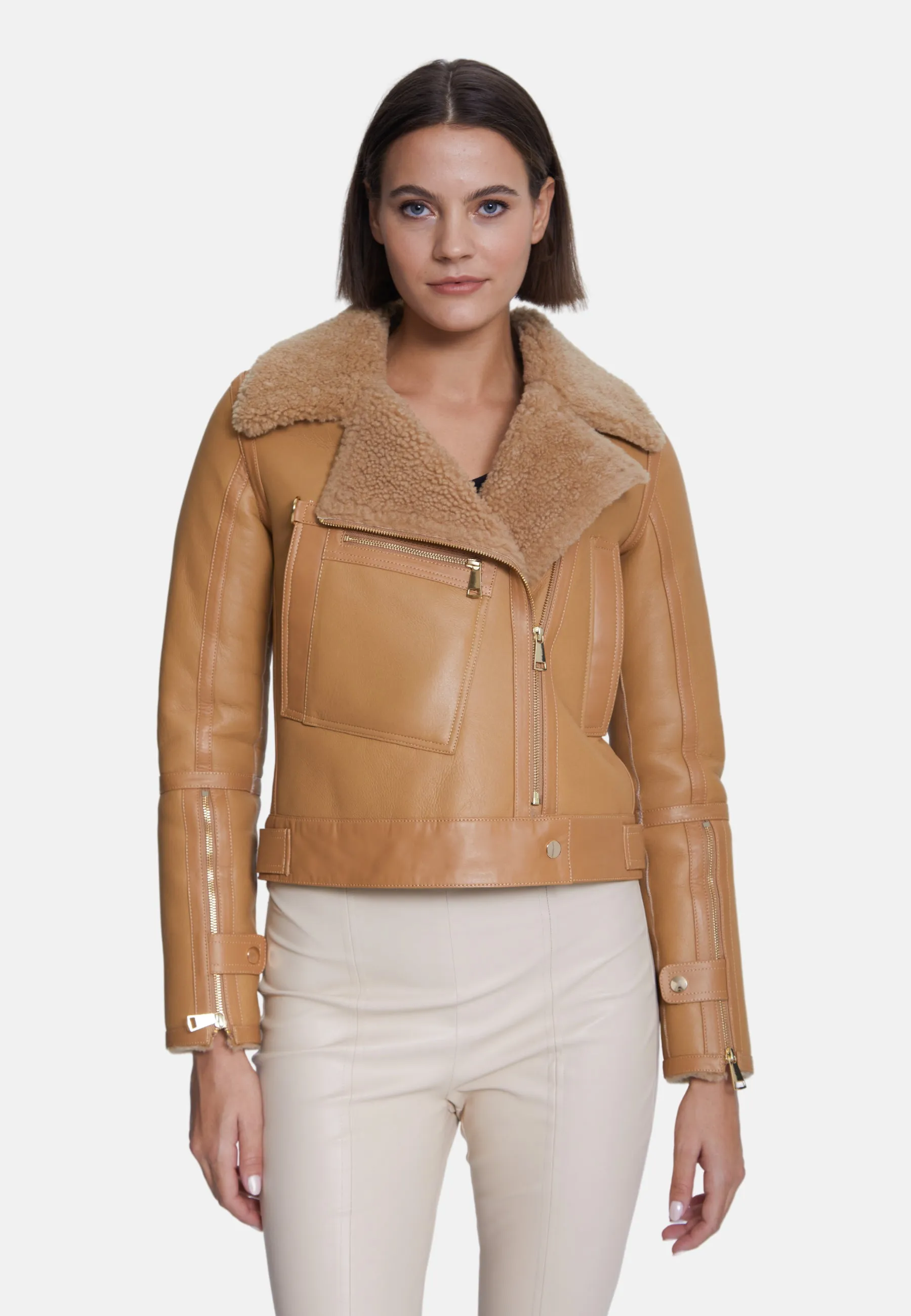 Women's Shearling Jacket, Silky Mink With Mink Curly Wool