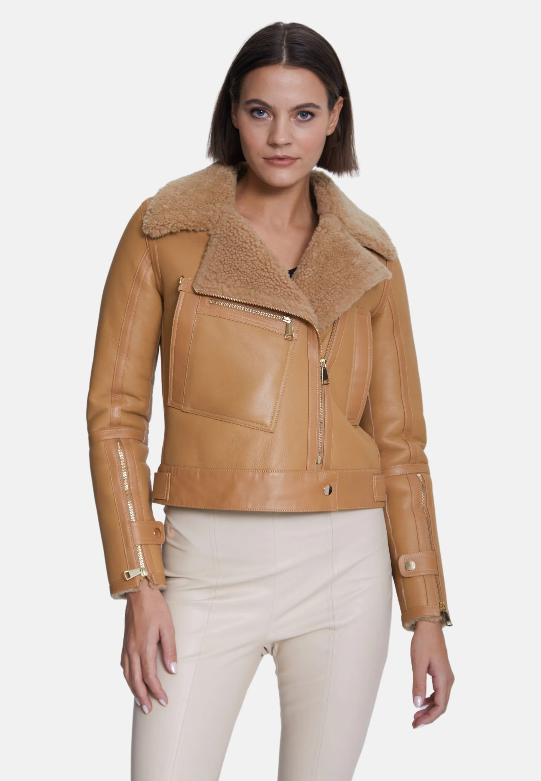 Women's Shearling Jacket, Silky Mink With Mink Curly Wool