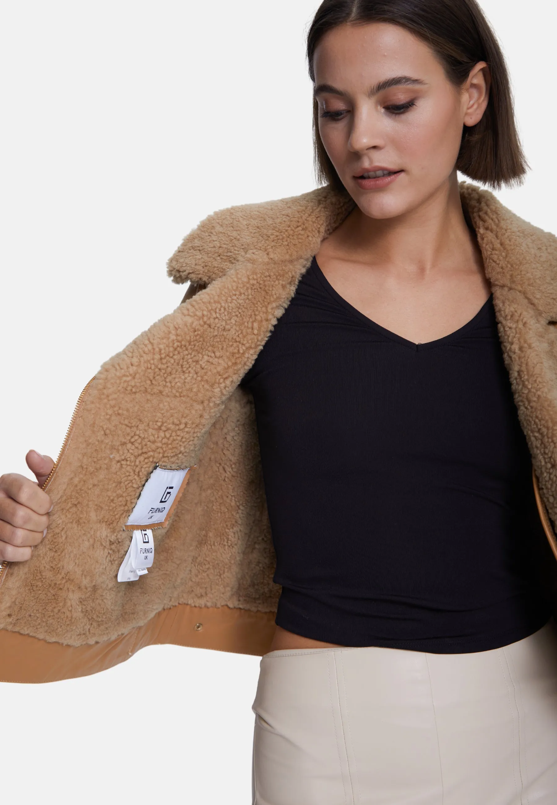 Women's Shearling Jacket, Silky Mink With Mink Curly Wool